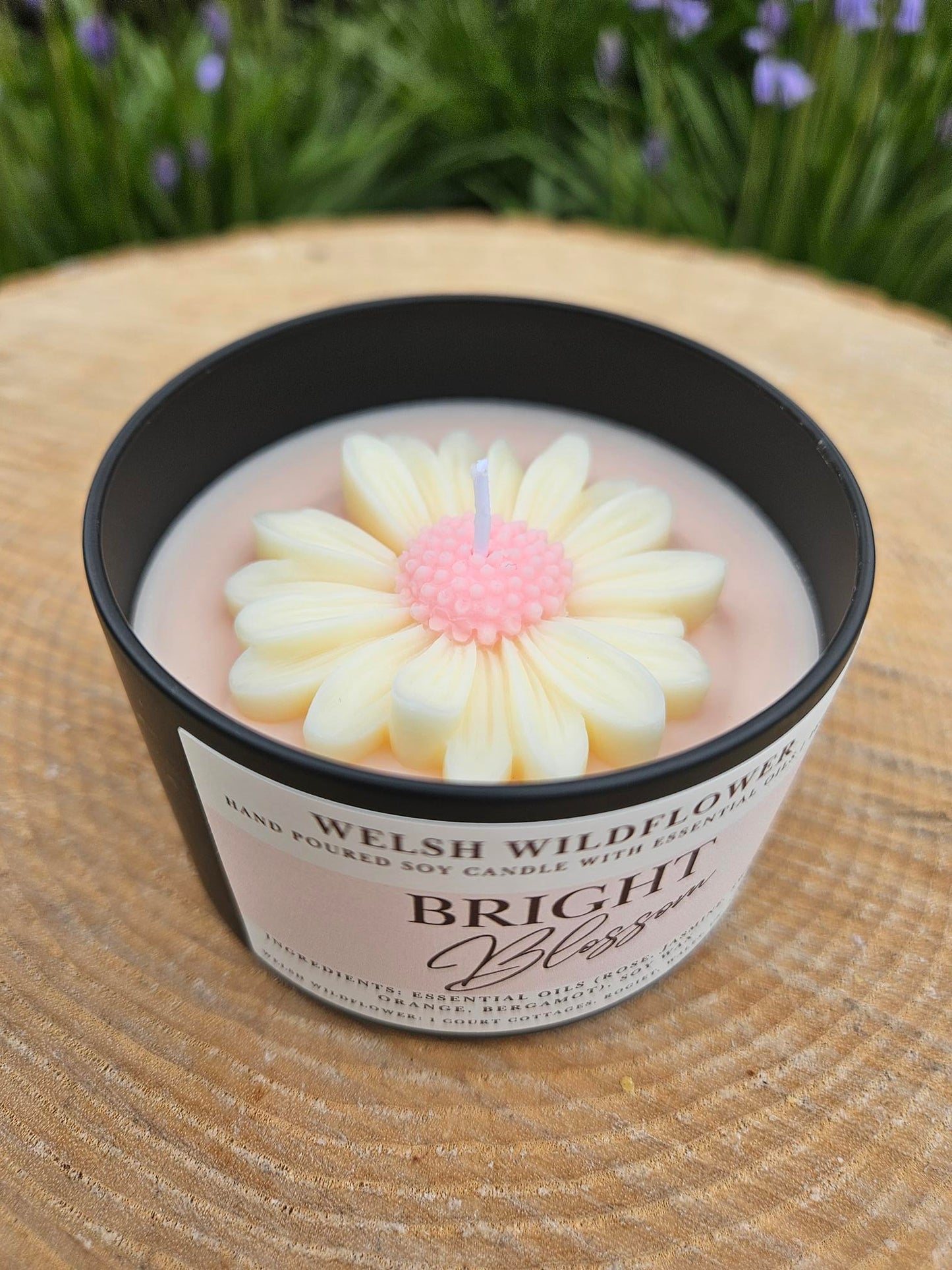 candle bright blossom high view